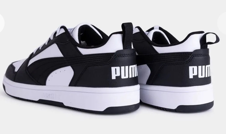 Mens Puma Rebound V6 Black/White Sneakers